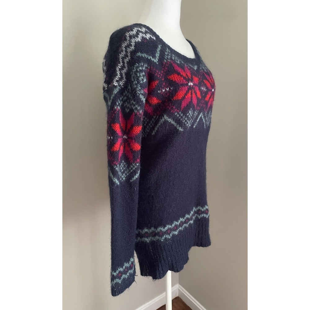 American Eagle Women M Sweater Mohair Wool Tunic Nordic Long Skinny Fairisle Y2K - Picture 3 of 13